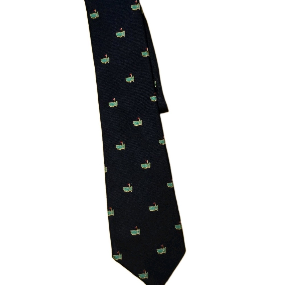 Augusta National Golf Shop VTG Masters Logo Silk‎ Tie Navy Blue Golf Preppy USA
